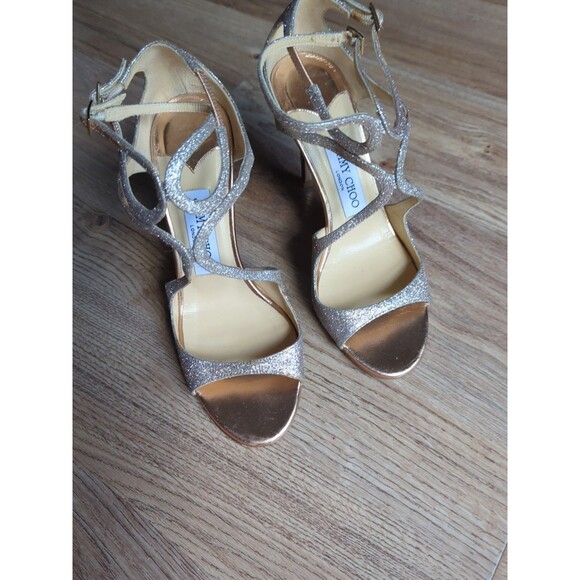 Jimmy Choo Lance Lang Metallic Shimmer Heels Womens 37.5 - Picture 12 of 16